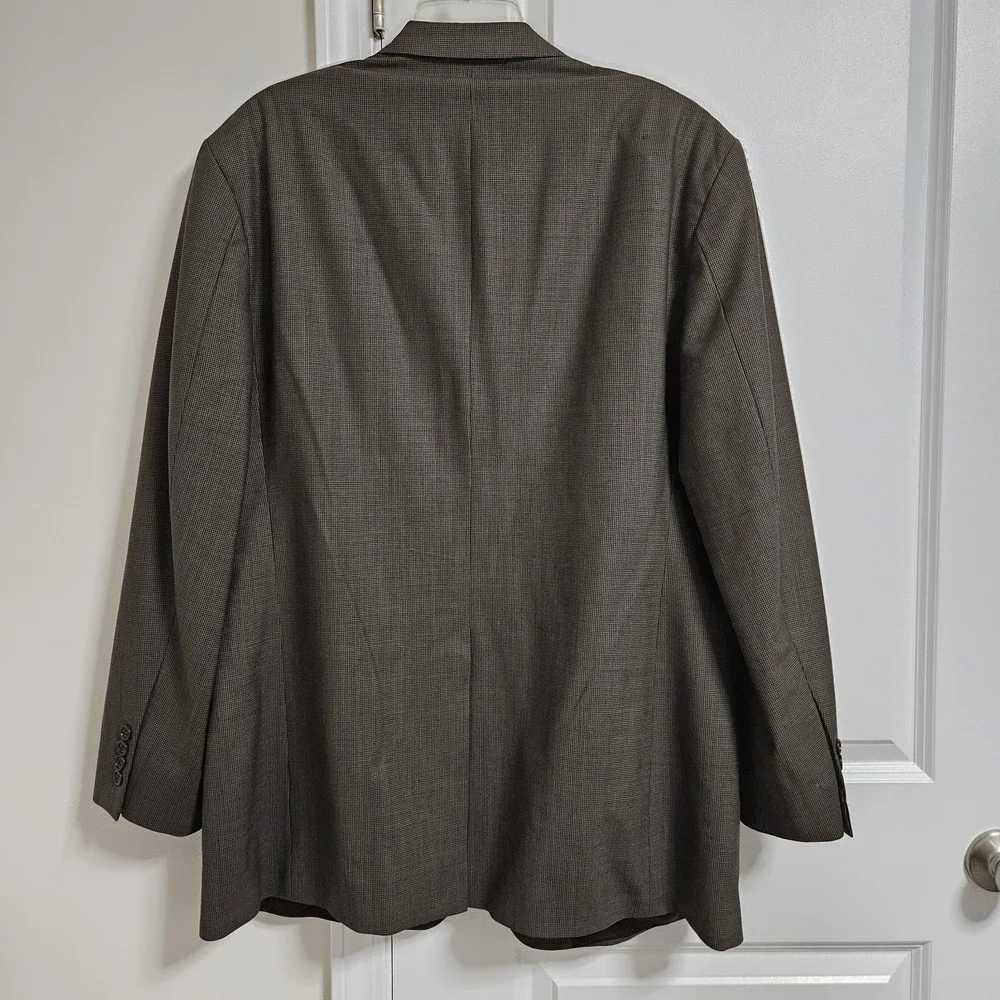 Brooks Brothers Suit Men 46L Brown 346‎ Stretch Houndstooth 2-Button Pleat 37x30